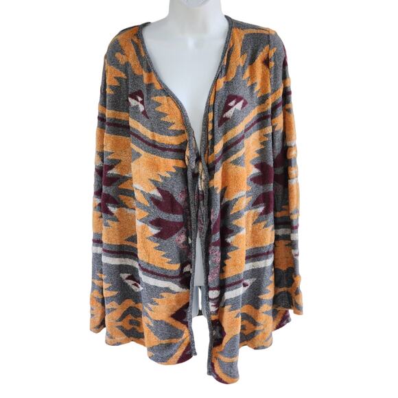 INC Southwestern Waterfall Open Cardigan Sweater M Sunset Colors - Picture 5 of 6